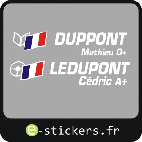 Kit noms/ pilote copilote drapeau et rhésus